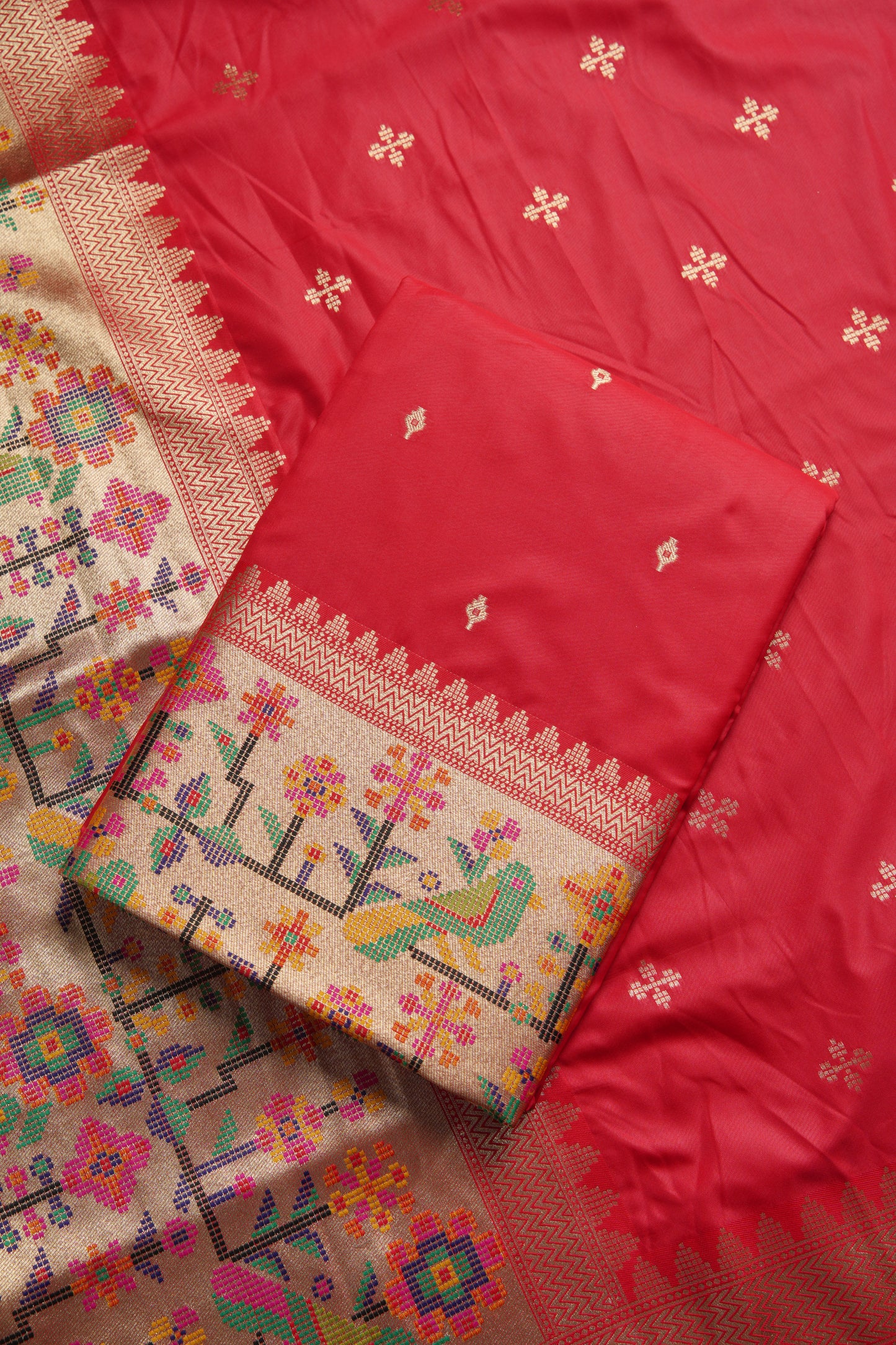 Silk Aura Red Silk Blend Unstitched Suit Set