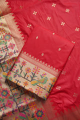 Silk Aura Red Silk Blend Unstitched Suit Set