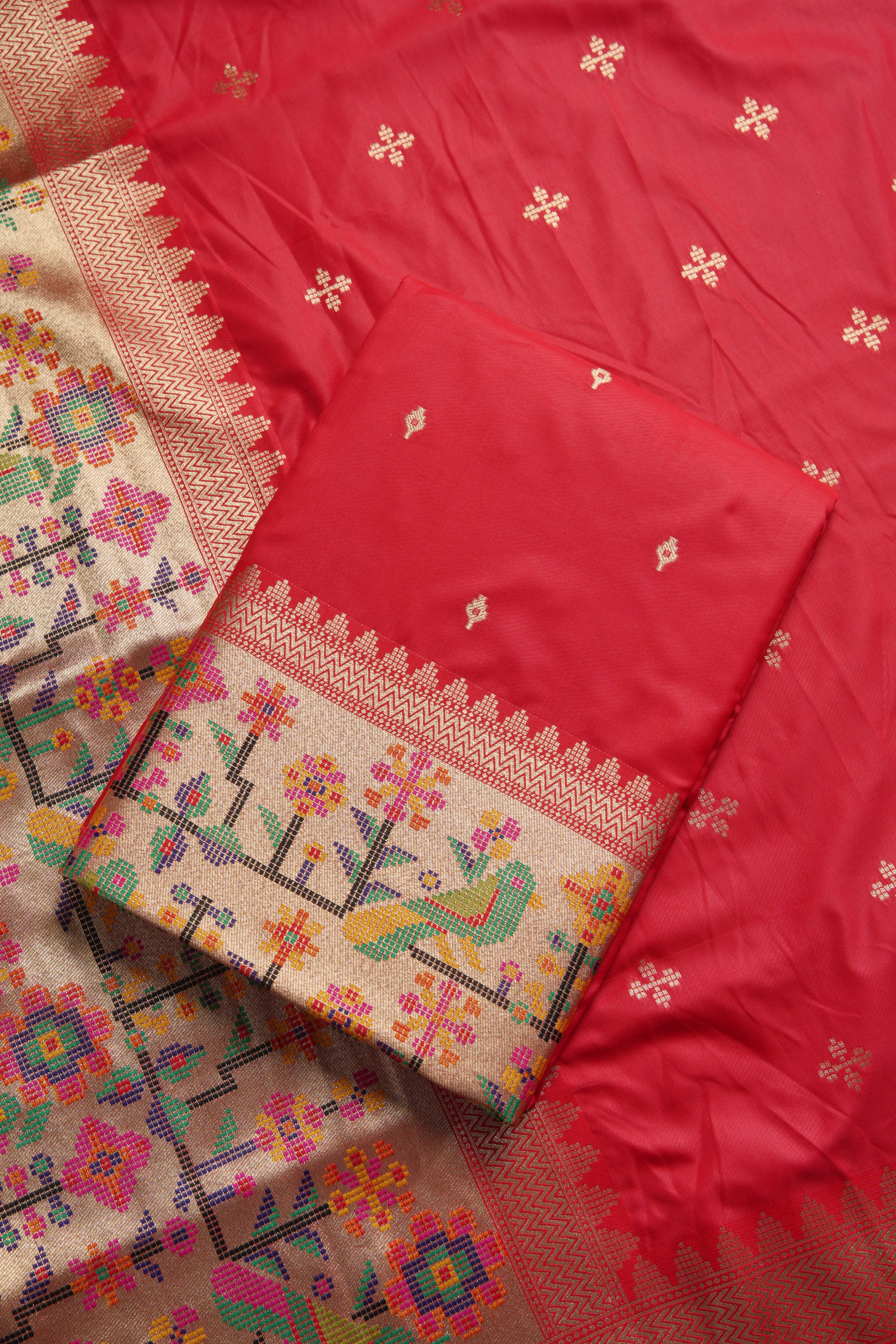 Silk Aura Red Silk Blend Unstitched Suit Set