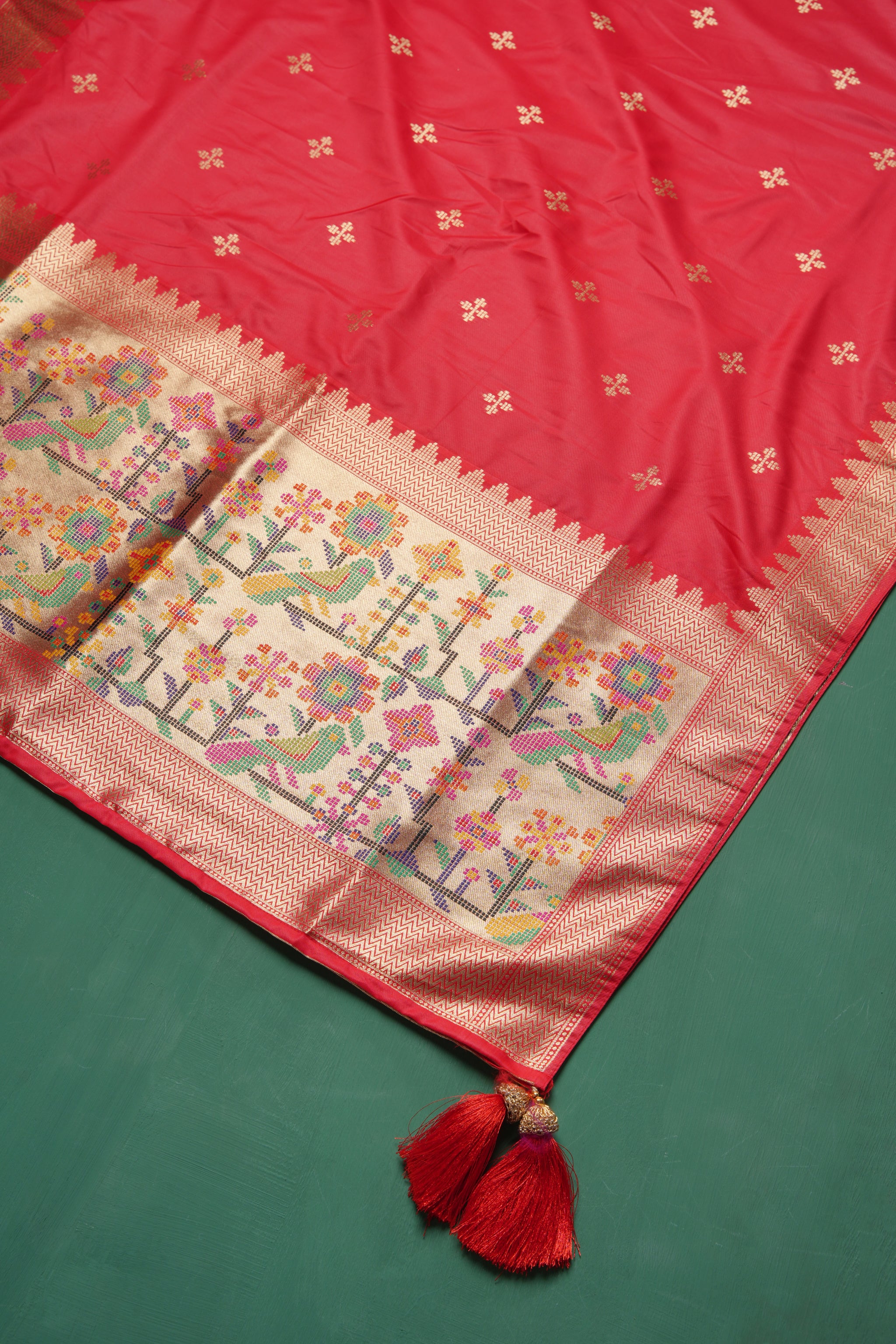 Silk Aura Red Silk Blend Unstitched Suit Set