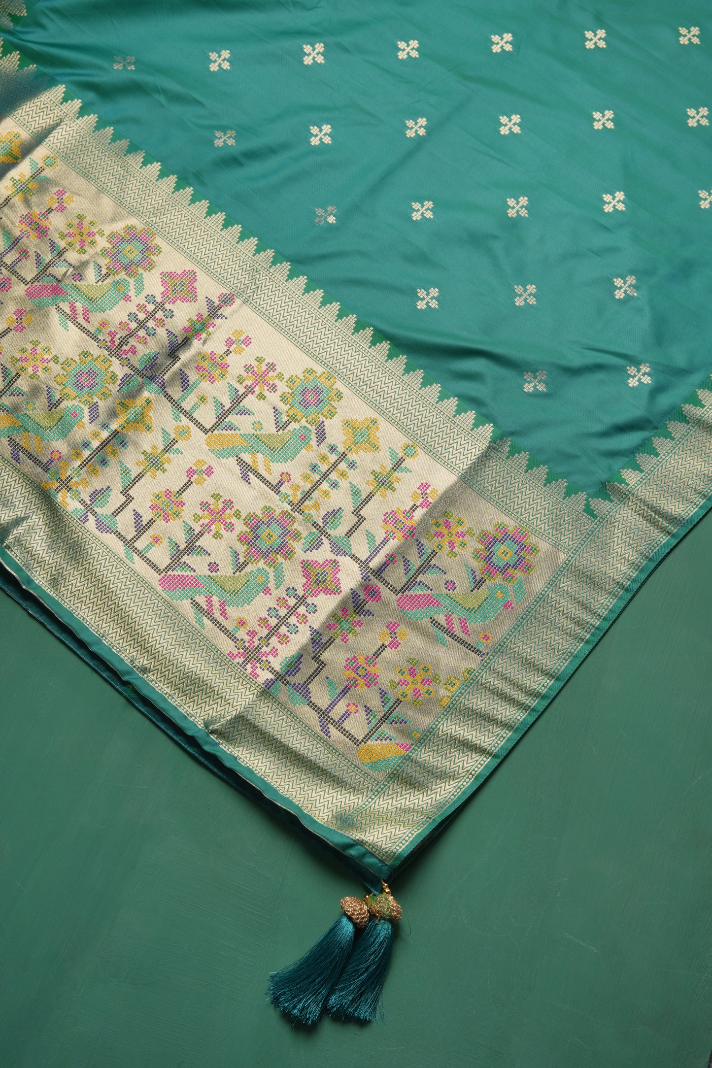 Silk Aura Teal Silk Blend Unstitched Suit Set