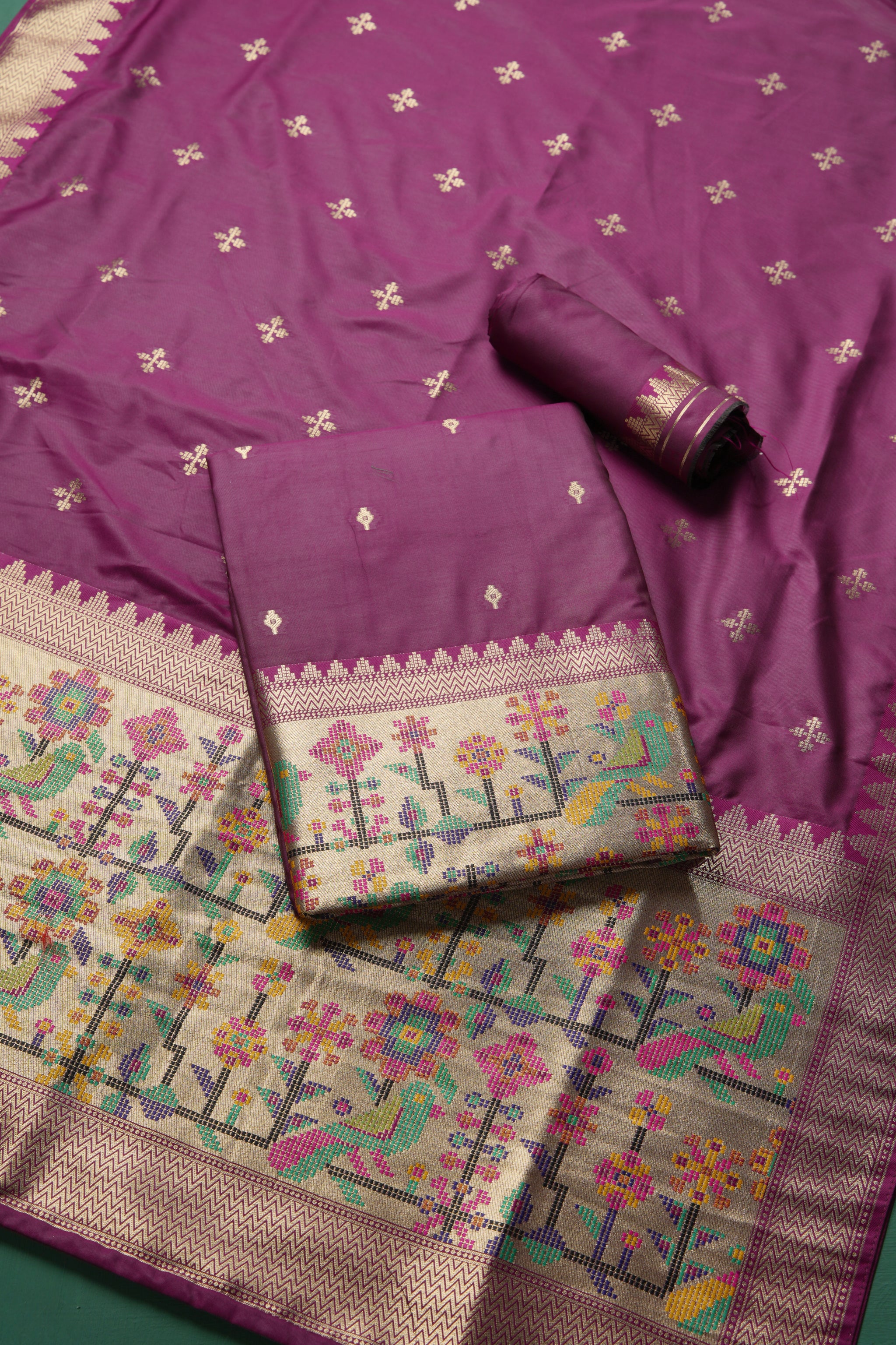 Silk Aura Wine Silk Blend Unstitched Suit Set
