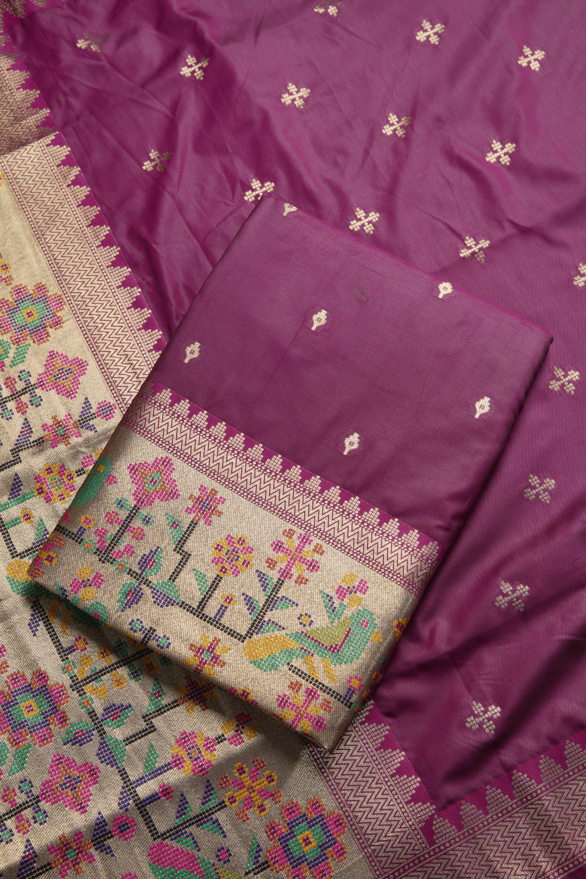 Silk Aura Wine Silk Blend Unstitched Suit Set