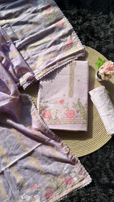 Peony Paisley Lavender Pure Cotton Unstitched Suit Set
