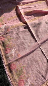 Peony Paisley Pink Pure Cotton Unstitched Suit Set