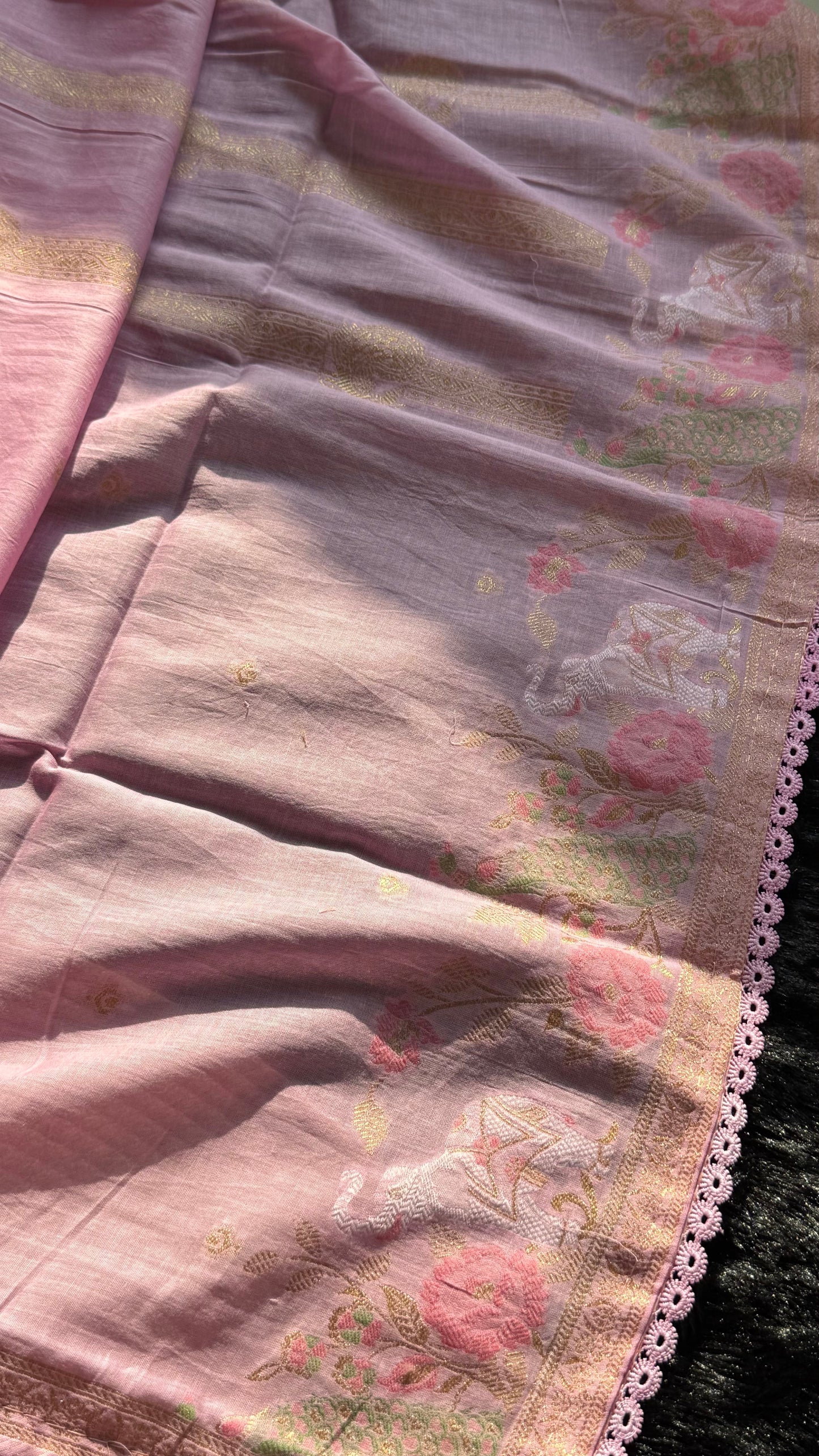 Peony Paisley Pink Pure Cotton Unstitched Suit Set