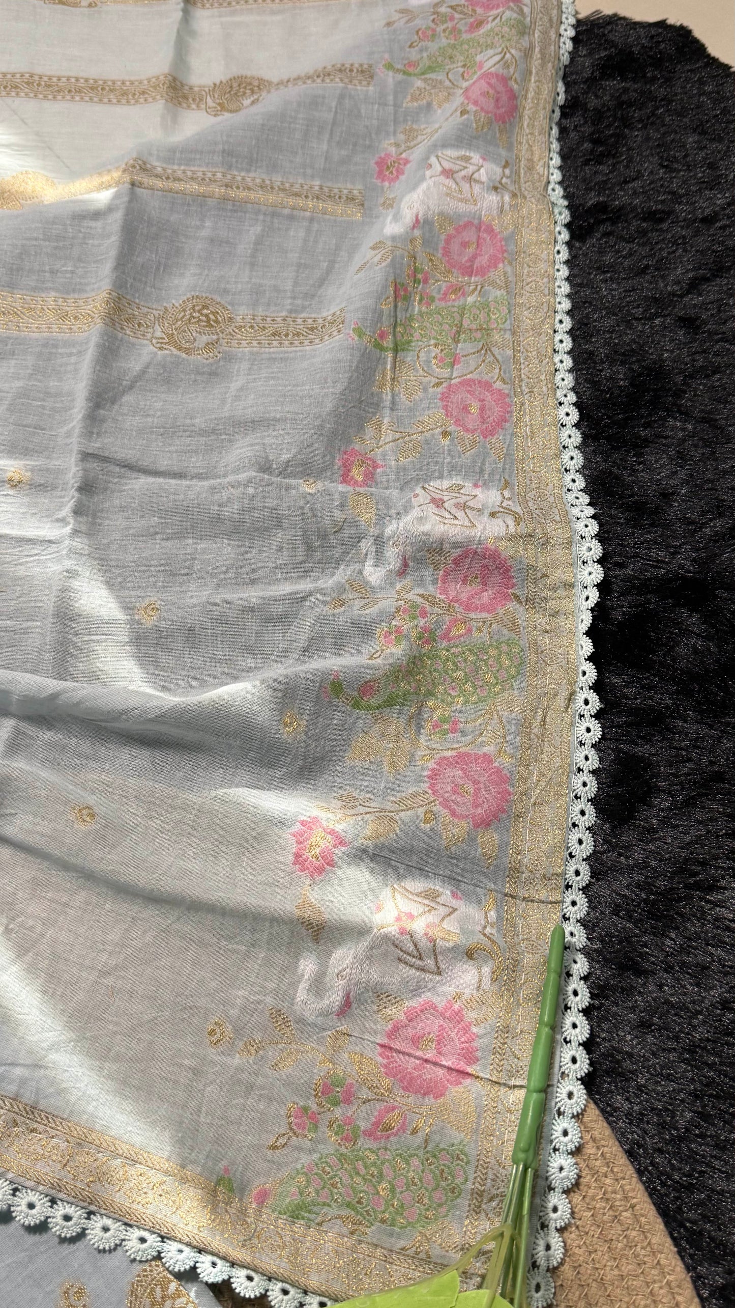 Peony Paisley Sky Blue Pure Cotton Unstitched Suit Set