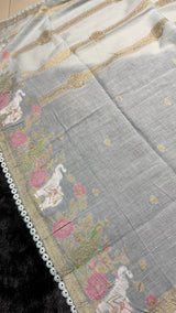 Peony Paisley Sky Blue Pure Cotton Unstitched Suit Set