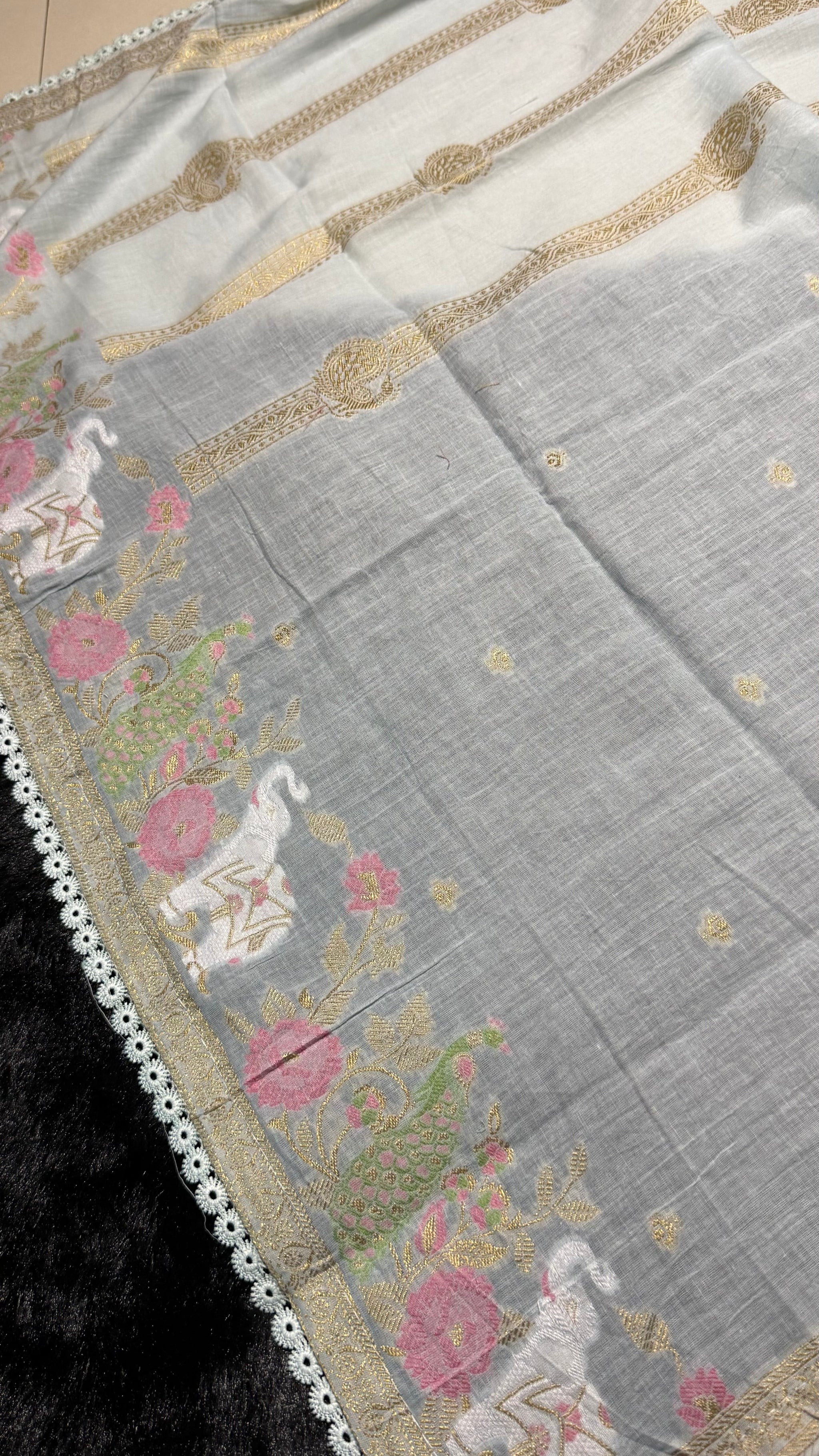 Peony Paisley Sky Blue Pure Cotton Unstitched Suit Set