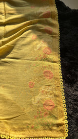 Peony Paisley Yellow Pure Cotton Unstitched Suit Set