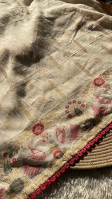 Willow Weave White Pure Cotton Unstitched Suit Set