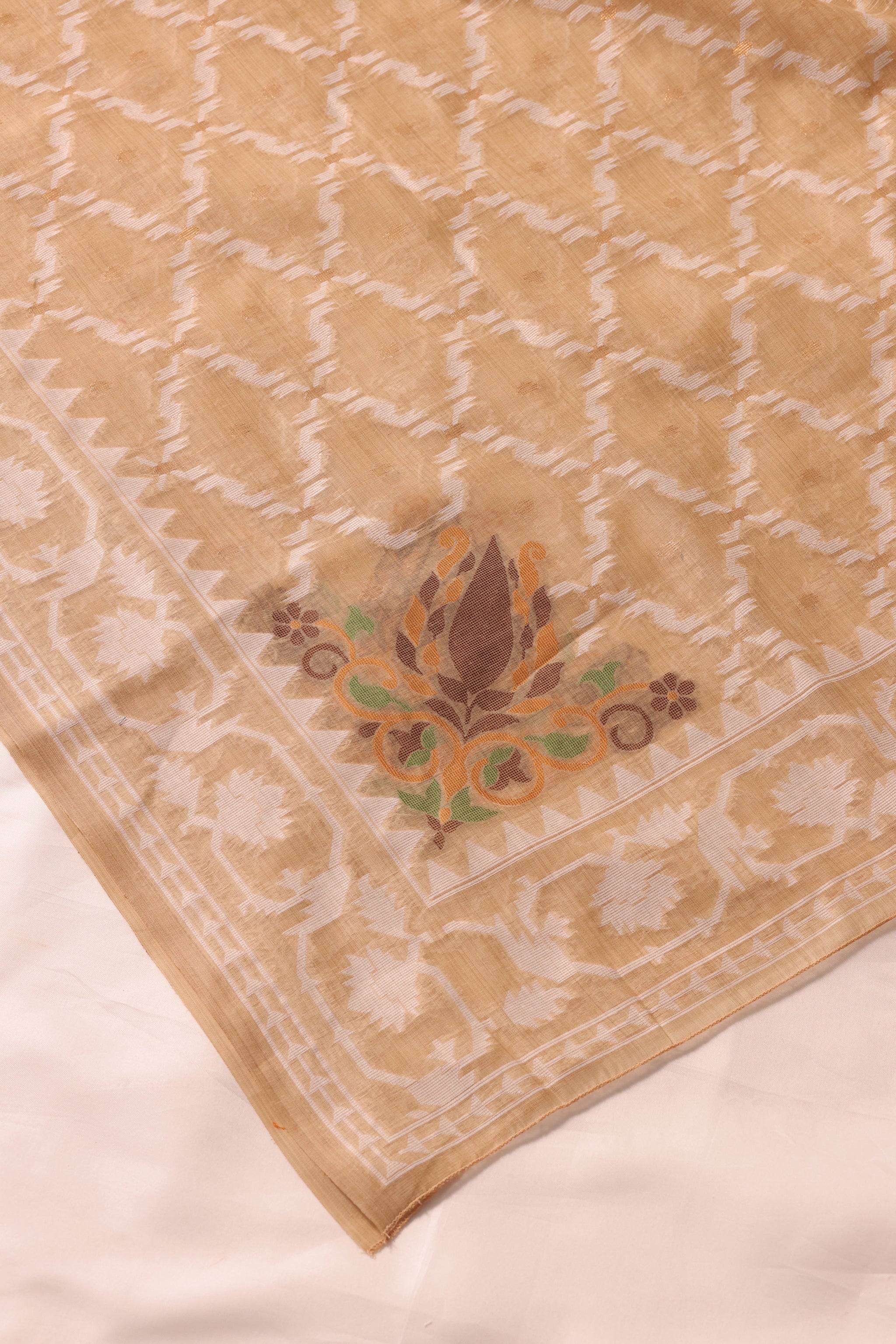 Veloura Beige Muga Cotton Unstitched Suit Set