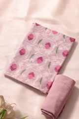 Veloura Lavender Muga Cotton Unstitched Suit Set
