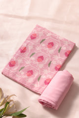 Veloura Pink Muga Cotton Unstitched Suit Set