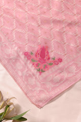 Veloura Pink Muga Cotton Unstitched Suit Set