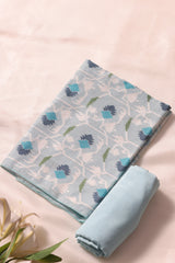 Veloura Sky Blue Muga Cotton Unstitched Suit Set