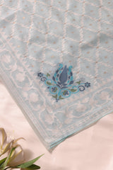 Veloura Sky Blue Muga Cotton Unstitched Suit Set