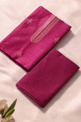 Woven Grace Magenta Pink Raw Silk Unstitched Suit Set