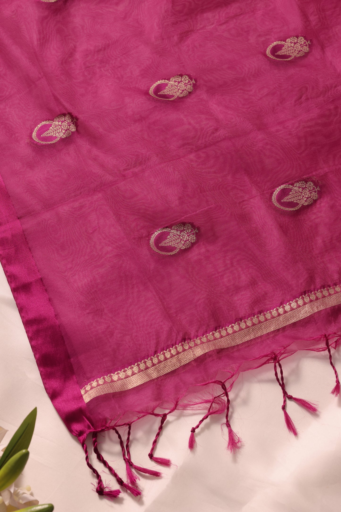 Woven Grace Magenta Pink Raw Silk Unstitched Suit Set