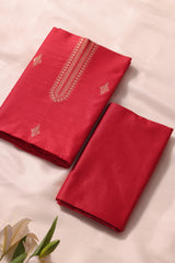 Woven Grace Red Raw Silk Unstitched Suit Set