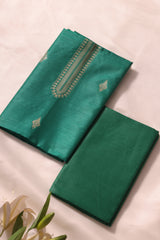 Woven Grace Teal Raw Silk Unstitched Suit Set