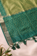 Drapia Dark Green Raw Silk Unstitched Suit Set