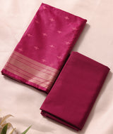 Drapia Magenta Pink Raw Silk Unstitched Suit Set
