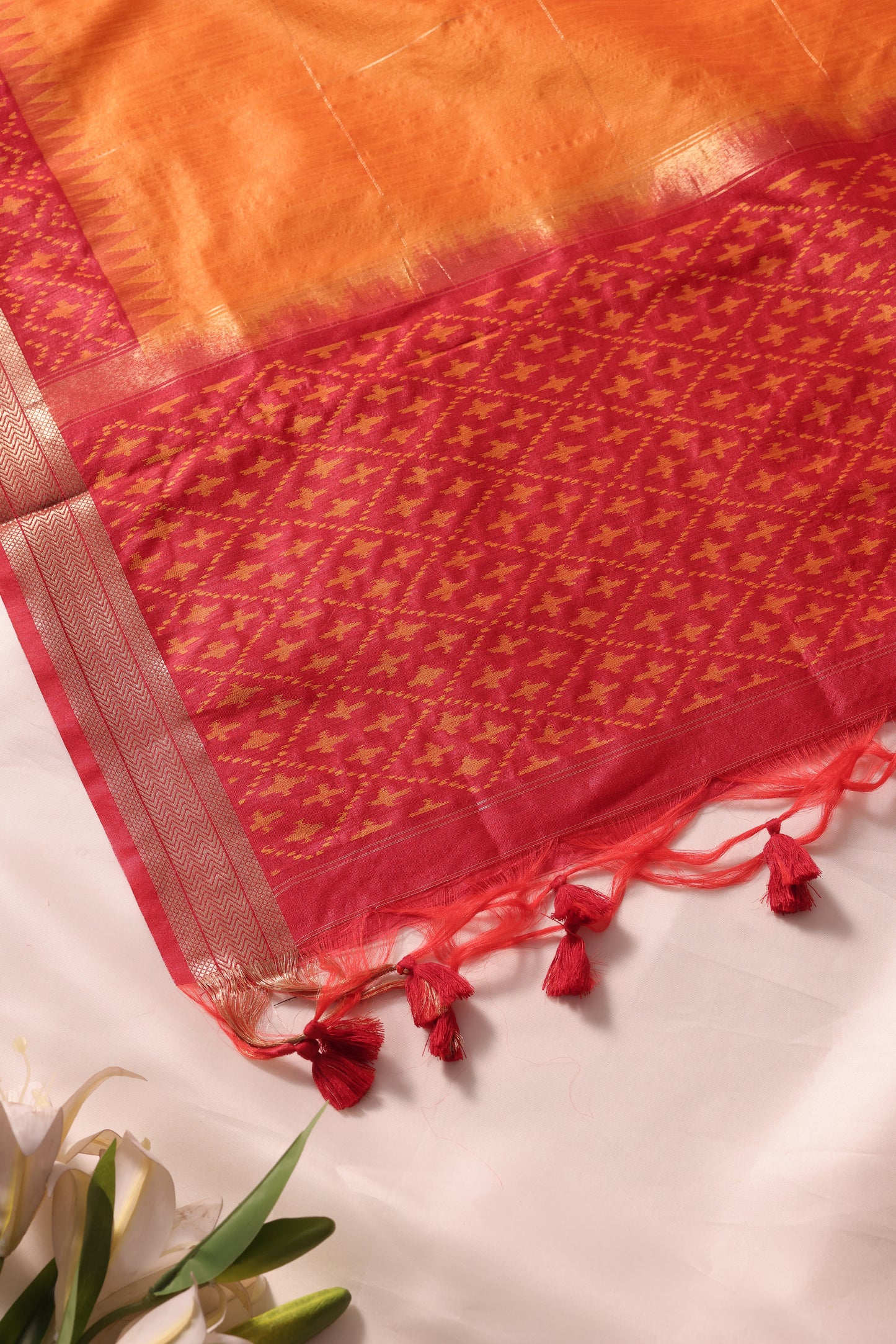 Drapia Red Raw Silk Unstitched Suit Set