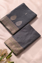 Brielle Grey Cotton Silk Unstitched Suit Set