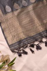 Brielle Grey Cotton Silk Unstitched Suit Set