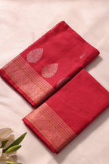 Brielle Red Cotton Silk Unstitched Suit Set