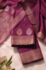 Brielle Wine Cotton Silk Unstitched Suit Set