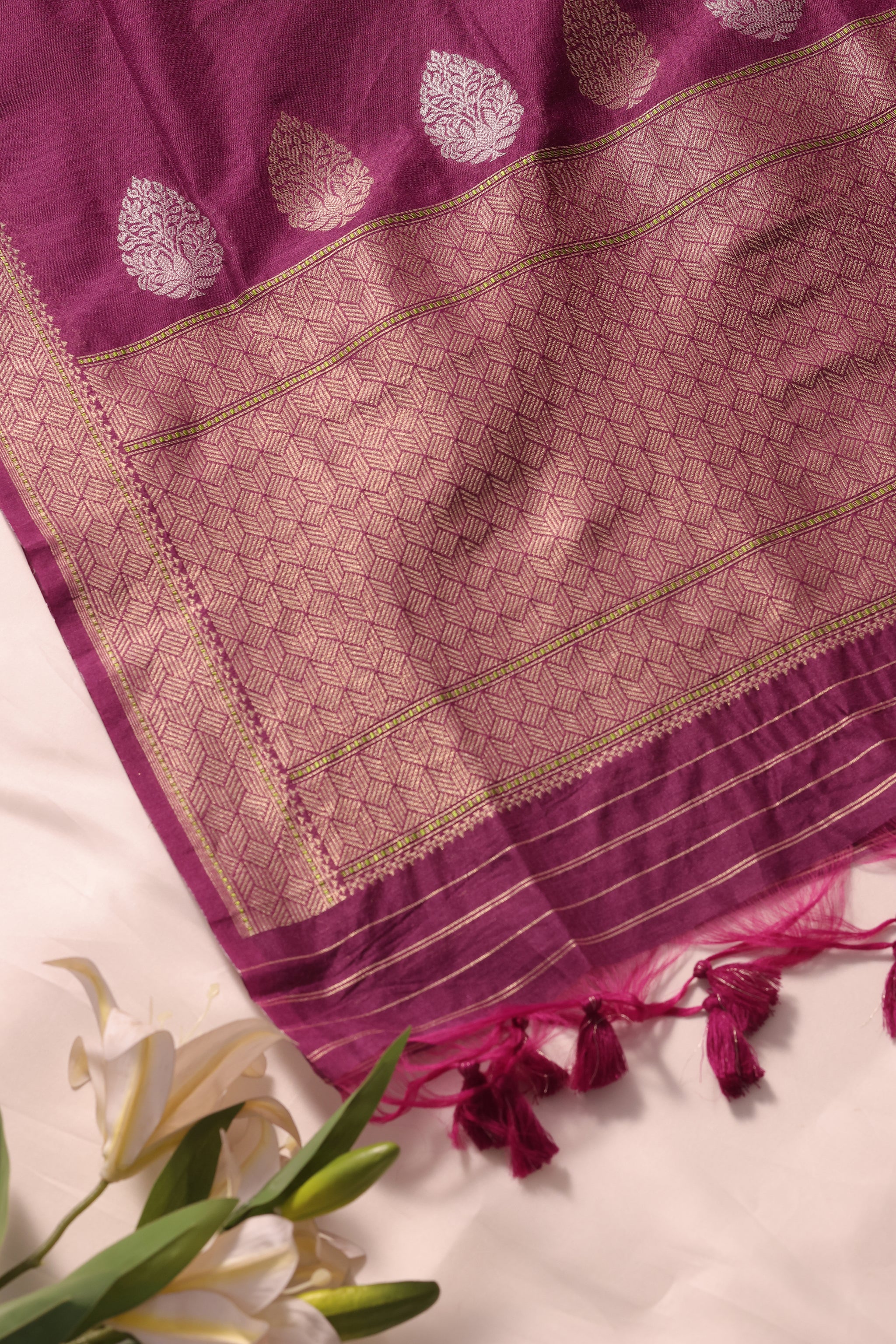 Brielle Wine Cotton Silk Unstitched Suit Set