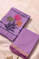 Floris Lavender Muga Silk Unstitched Suit Set