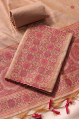 Elara Ajrakh Pink Tusser Silk Unstitched Suit Set