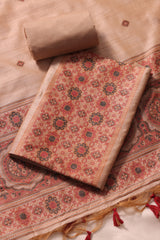 Elara Ajrakh Maroon Red Tusser Silk Unstitched Suit Set