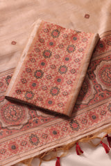 Elara Ajrakh Maroon Red Tusser Silk Unstitched Suit Set