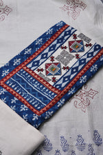 Load image into Gallery viewer, Ancestral Weave Indigo Blue Cotton Flax Unstitched Suit Set
