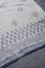 Load image into Gallery viewer, Ancestral Weave Indigo Blue Cotton Flax Unstitched Suit Set
