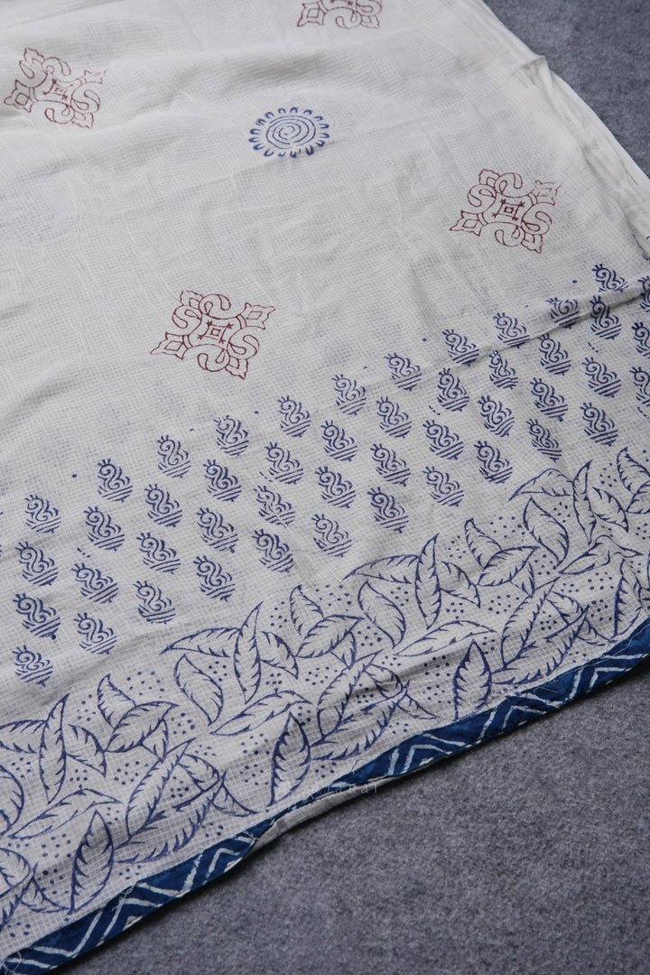 Ancestral Weave Indigo Blue Cotton Flax Unstitched Suit Set