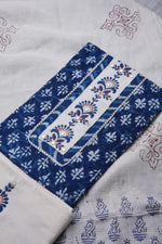 Load image into Gallery viewer, Raw Ritual Indigo Blue Cotton Flax Unstitched Suit Set
