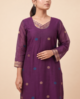 Regal Bloom Wine Muga Cotton Stitched Suit Set