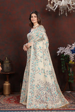 Load image into Gallery viewer, Trisha Indigo Navy Pure Mul Cotton Jamdani Saree
