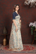 Load image into Gallery viewer, Trisha Indigo Navy Pure Mul Cotton Jamdani Saree
