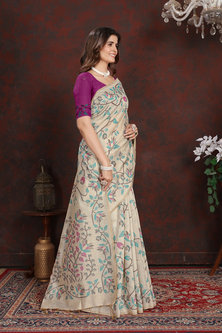 Trisha Plum Wine Pure Mul Cotton Jamdani Saree