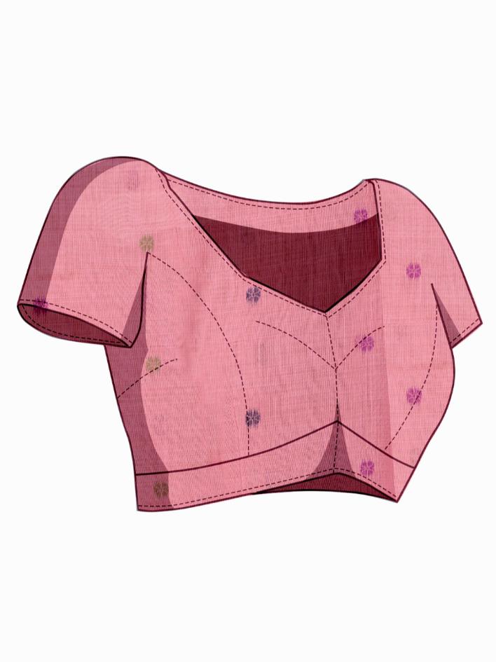 Tulsi Powder Pink Muga Cotton Jamdani Saree