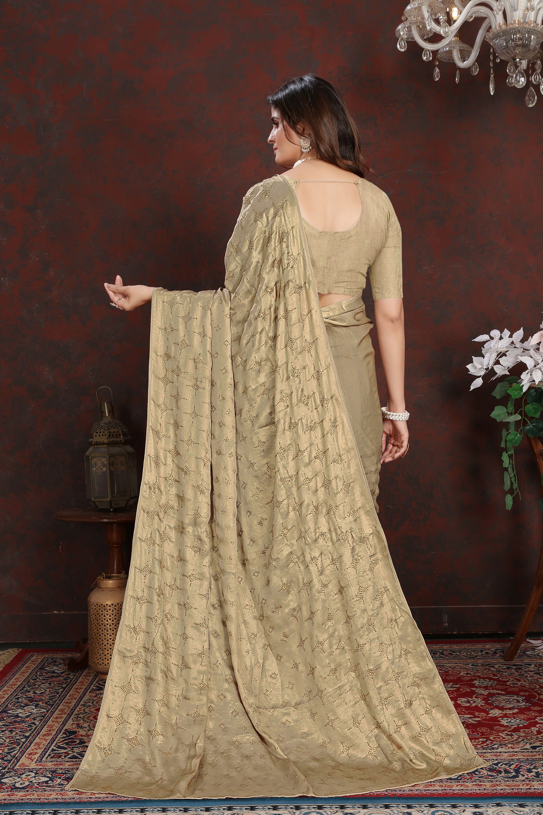 Twilight Gold Satin Silk Saree