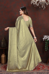 Twilight Green Satin Silk Saree