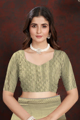 Twilight Green Satin Silk Saree