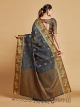 Vasudha Warm Grey Zari Woven Design Chanderi Cotton Saree